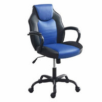 Rue 27 Inch Ergonomic Office Chair, Faux Leather Swivel Seat, Black, Blue - BM284337