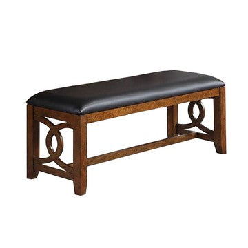 Ivy 50 Inch Modern Faux Leather Upholstered Dining Bench, Black, Brown - BM284341