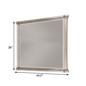 Ada 38 x 45 Rectangular Dresser Mirror, Molded Trim, Pine Wood, Brown - BM284354