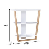 Hedy 34 Inch Modern Console Table, 3 Shelf, Slanted Legs, Two Toned, White - BM284398