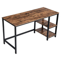 Ann 55 Inch Office Writing Computer Desk, Rustic, 2 Shelves, Steel, Brown - BM284564