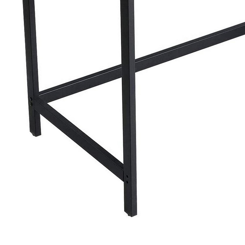 Ann 55 Inch Office Writing Computer Desk, Rustic, 2 Shelves, Steel, Brown - BM284564