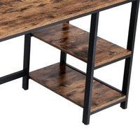 Ann 55 Inch Office Writing Computer Desk, Rustic, 2 Shelves, Steel, Brown - BM284564