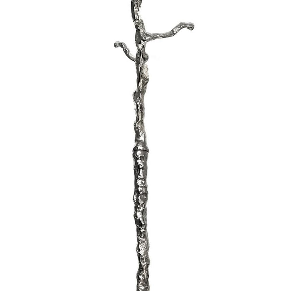 71 Inch Modern Aluminum Coat Stand, Branch Accent, Perched Bird, Silver - BM284721
