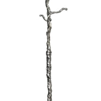 71 Inch Modern Aluminum Coat Stand, Branch Accent, Perched Bird, Silver - BM284721