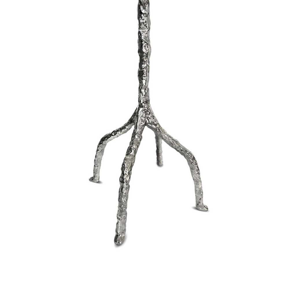 71 Inch Modern Aluminum Coat Stand, Branch Accent, Perched Bird, Silver - BM284721