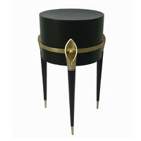 22 Inch Planter on Stand, Lily Design, Modern, Iron Legs, Brass, Black - BM284747