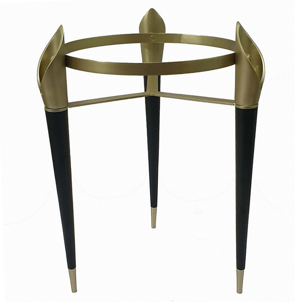 22 Inch Planter on Stand, Lily Design, Modern, Iron Legs, Brass, Black - BM284747