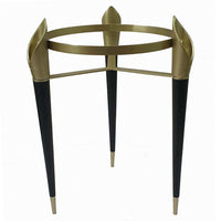 22 Inch Planter on Stand, Lily Design, Modern, Iron Legs, Brass, Black - BM284747