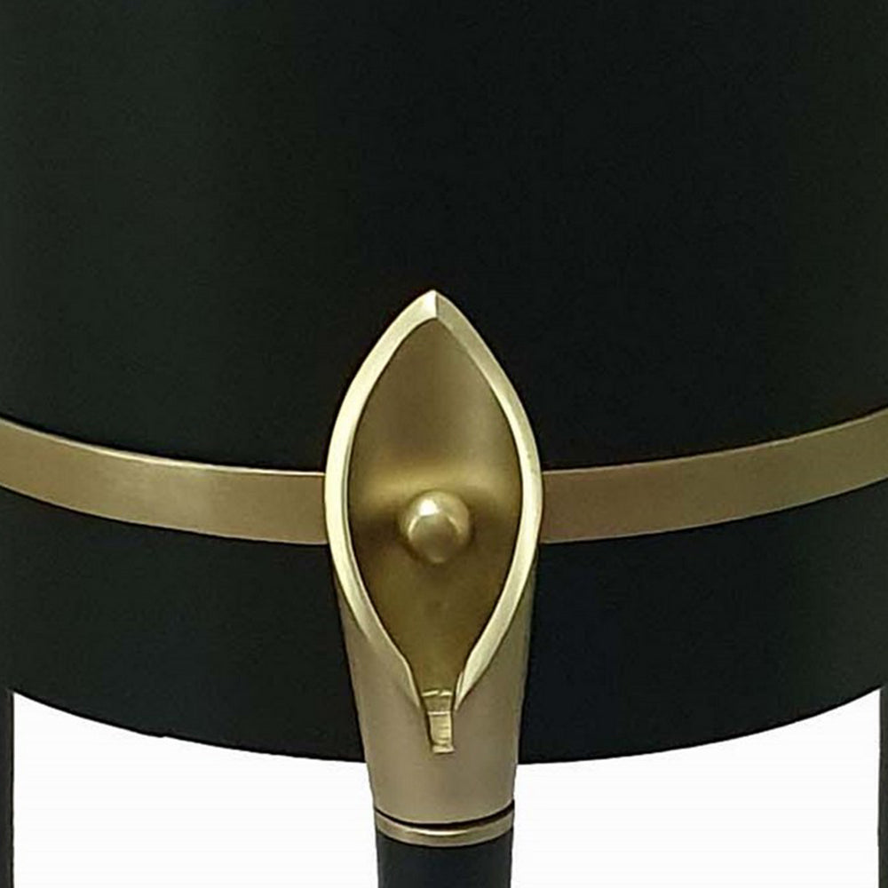 22 Inch Planter on Stand, Lily Design, Modern, Iron Legs, Brass, Black - BM284747