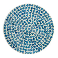 Ivy 20 Inch Luxury Accent Table Stool, Mosaic Tile Pattern, White, Blue - BM284768
