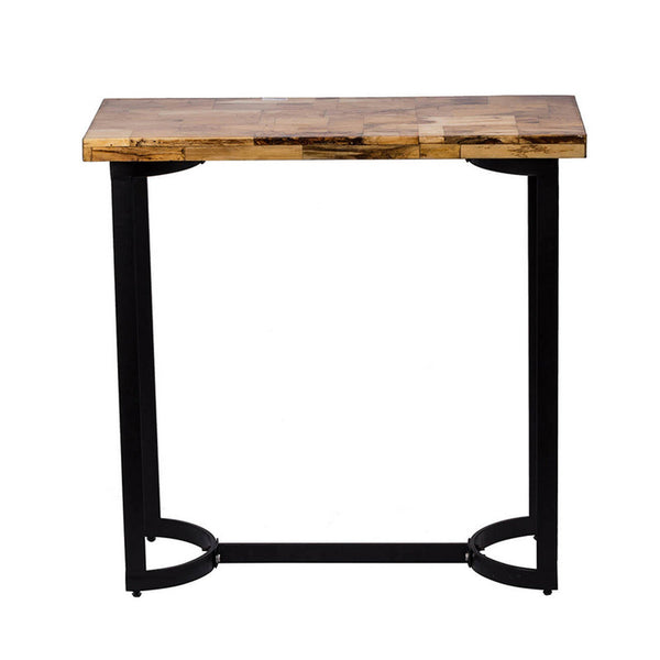 36 Inch Industrial Console Sofa Table, Plank Wood Top, Matte Black Frame - BM284775