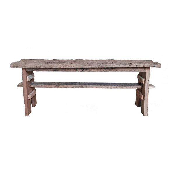 Ally 47 Inch Accent Dining Bench, Farmhouse Wood Sawhorse Base, Brown - BM284910