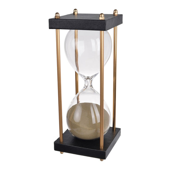 Doug Inch 60 Minute Sand Hourglass with Modern Frame Included, Black, Brown - BM284946