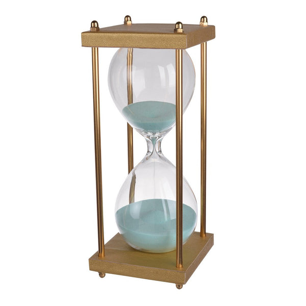 Doug Inch 30 Minute Sand Hourglass with Modern Stand Included, Gold, Blue - BM284947
