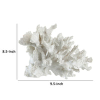 Lily 10 Inch Faux Coral Accent Sculpture, Polyresin Decorative Piece, White - BM284967
