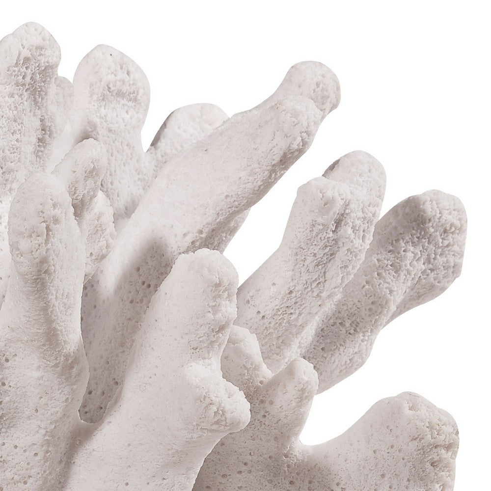Lily 9 Inch Faux Coral Accent Figurine, Polyresin Tabletop Sculpture, White - BM284968