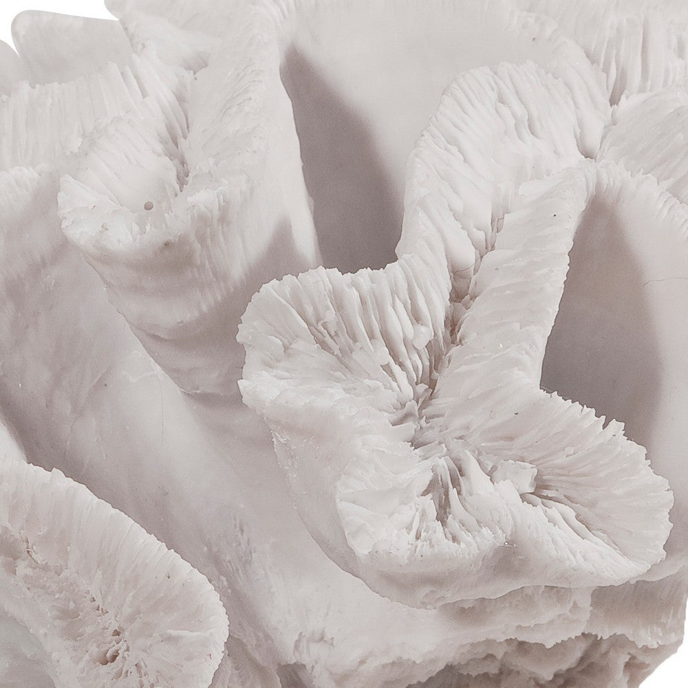 Lily 9 Inch Faux Coral Table Figurine, Polyresin Textured Sculpture, White - BM284969