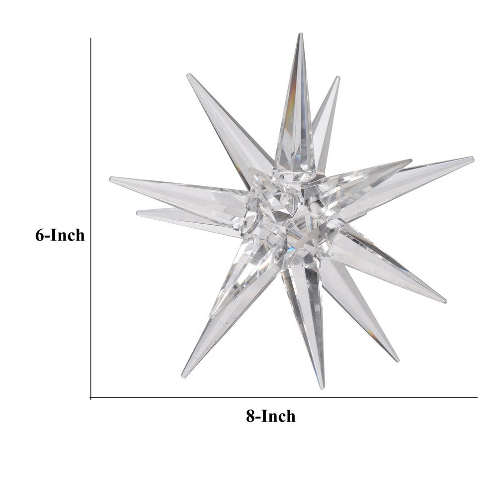 8 Inch Glass Star Accent Decor for Tabletop, Elegant Clear Crystalline - BM284972