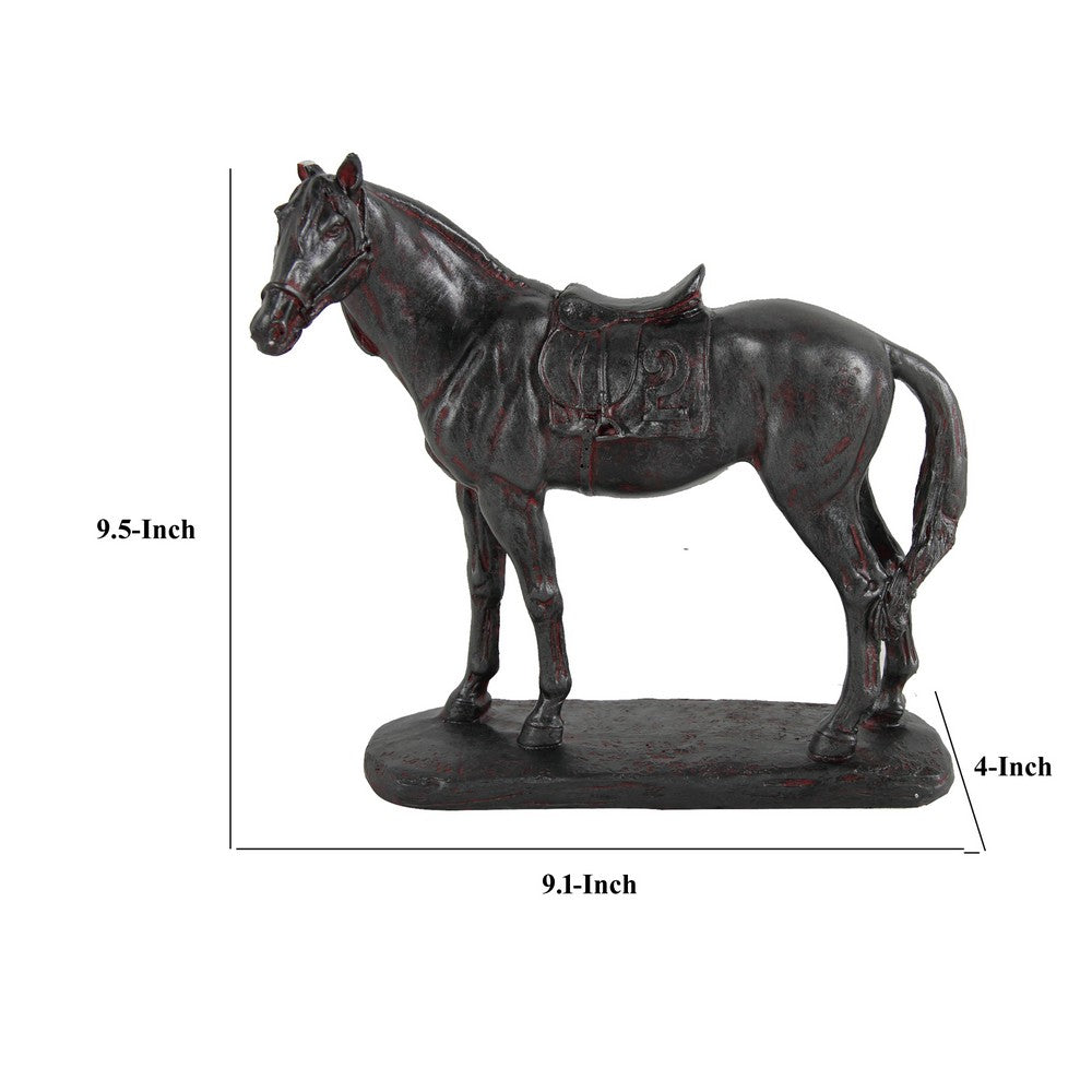 Don 10 Inch Horse Figurine Sculpture, Handmade Table Accent Brown Polyresin - BM284974