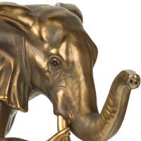 Don 12 Inch Elephant and Baby Statuette, Table Accent Decor, Gold Polyresin - BM284978