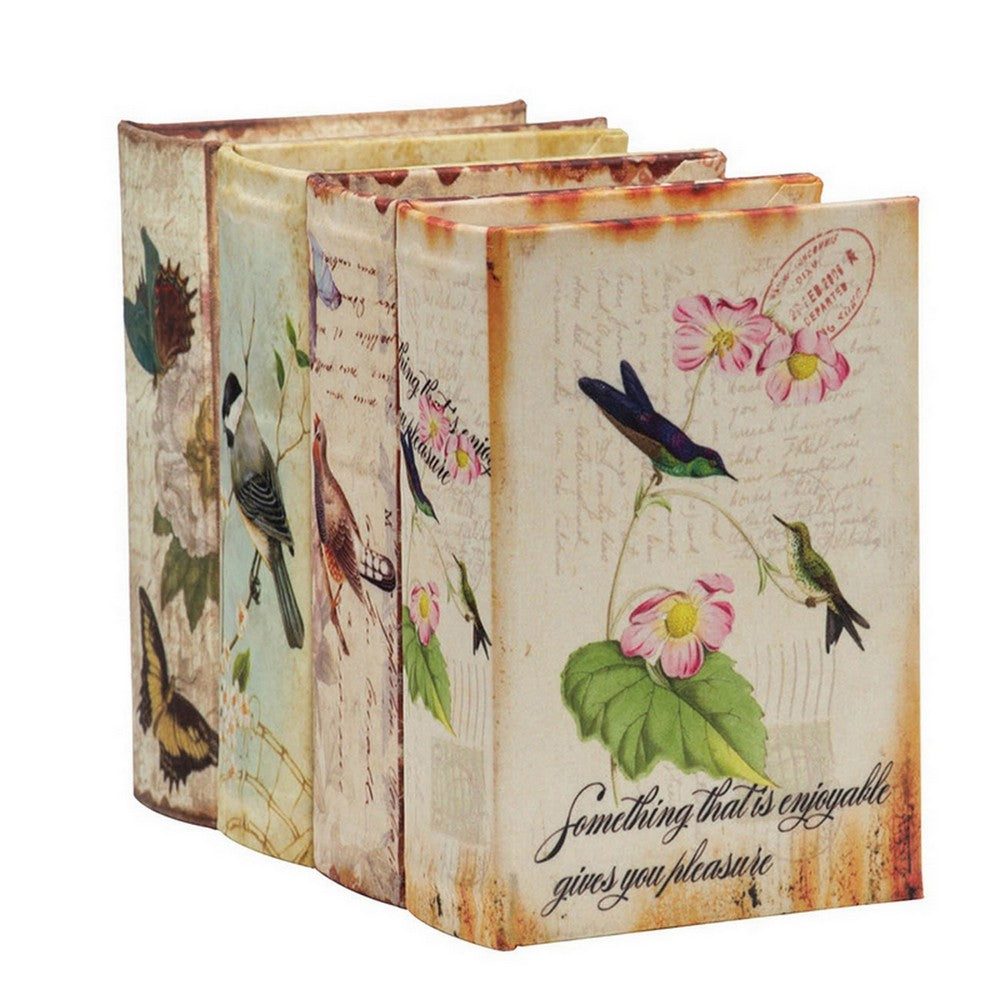 Anya Set of 4 Artisanal Boxes for Accessories, Book Inspired Look, Birds - BM284995