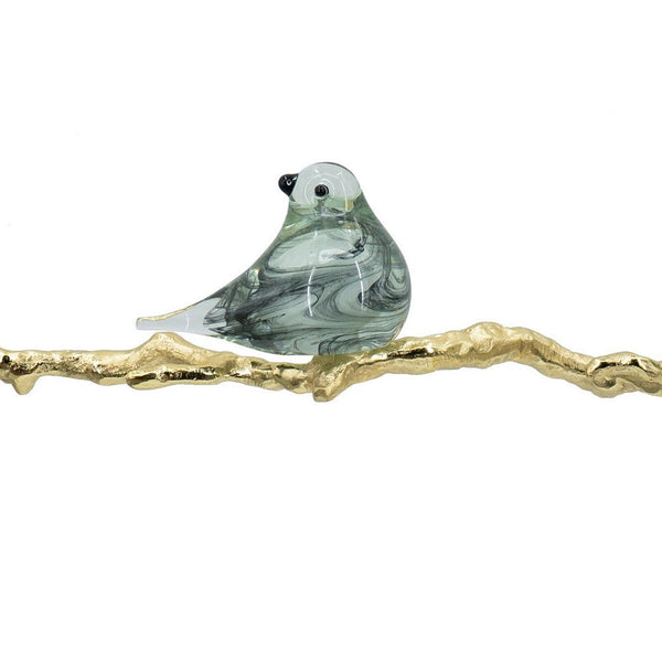 Sue 25 Inch Accent Decor Sculpture, 2 Birds Sitting on Branch, Gold, White - BM285004