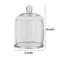 Set of 2 Large Glass Serving Platters with Dome and Finial Handle, Clear - BM285010