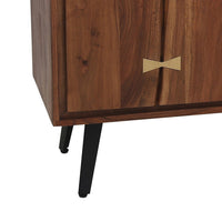 39 Inch Sideboard Cabinet Console Table, Double Doors, Gold Accents, Brown - BM285046