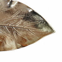 16 Inch Artisanal Dual Leaf Decorative Platter, Lightweight Aluminum, Gold - BM285082
