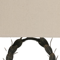 26 Inch Artisanal Table Lamp, Laurel Wreath Iron Frame, Off White, Black - BM285090
