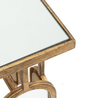 32 Inch Coffee Table, Mirror Top, Geometric Patterns, Iron, Modern, Gold - BM285091