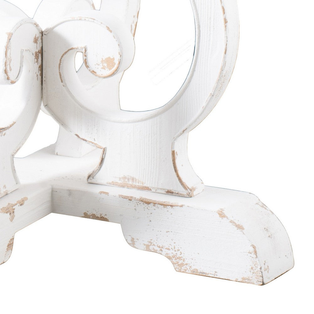 36 Inch Round Table, Classic, Sculptural Base, Wood, Modern, White, Brown - BM285094