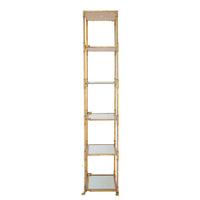71 Inch Shelf, 6 Tier Design, 5 Glass Shelves, Iron Frame, Gold Finish - BM285111