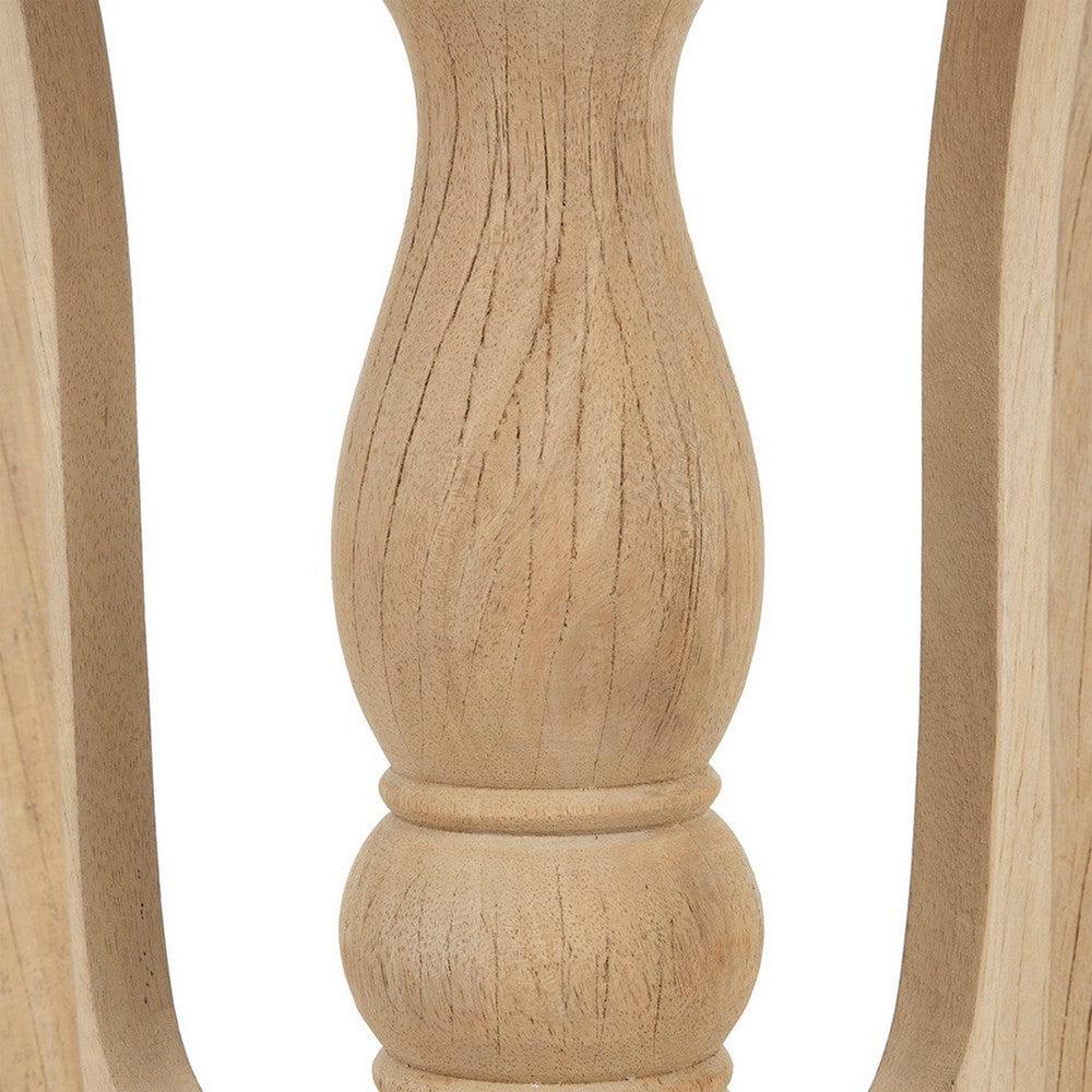 28 Inch Round Side Table, Turned Legs, Classical Style, Wood Grain, Brown - BM285112
