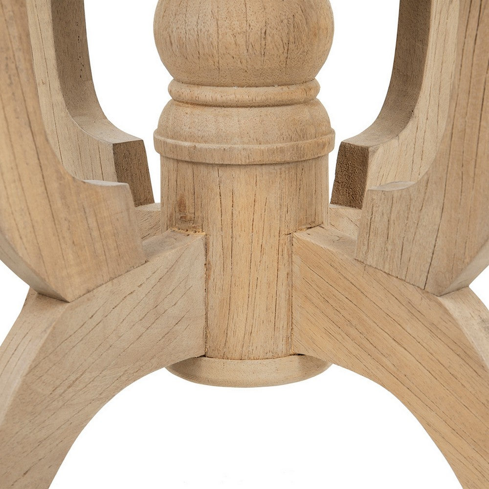28 Inch Round Side Table, Turned Legs, Classical Style, Wood Grain, Brown - BM285112