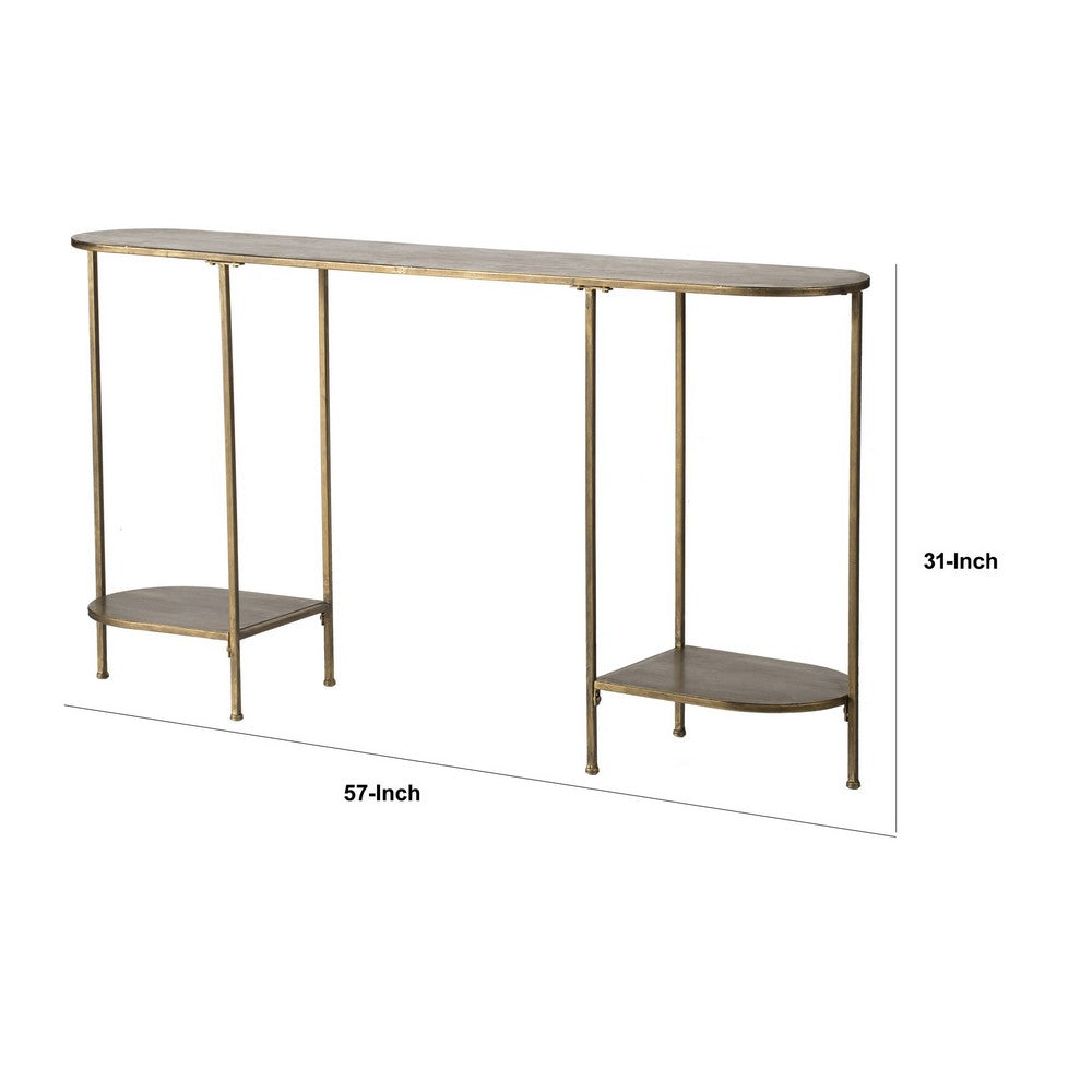57 Inch Console Table, Oval, Steel Frame, Modern, Bronze Finish - BM285129