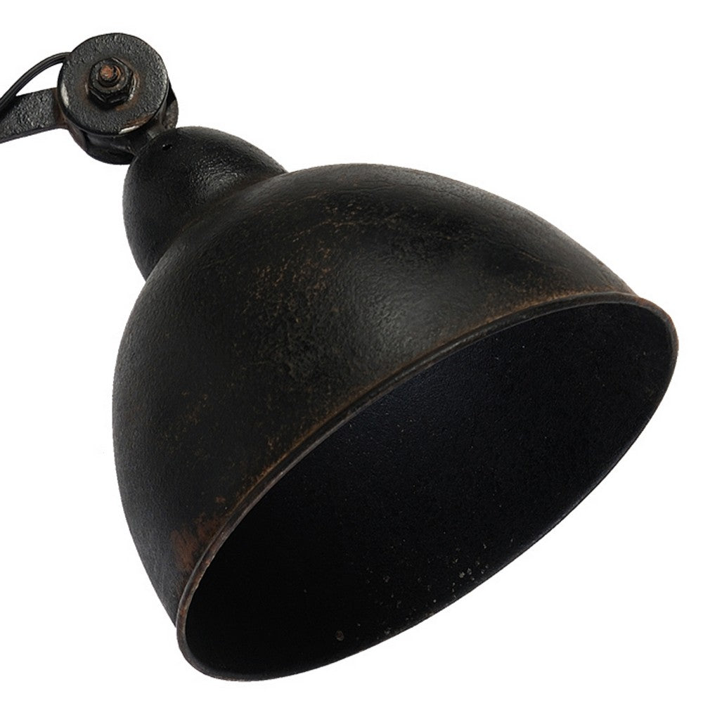 18 Inch Wall Mounted Lamp, Extendable Accordion Arm, Iron, Antique Black - BM285137