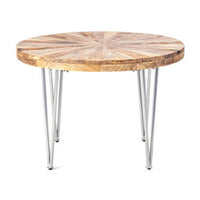 26 Inch Coffee Table, Modern, Mango Wood Top, Iron Legs, Silver, Brown - BM285141