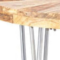 26 Inch Coffee Table, Modern, Mango Wood Top, Iron Legs, Silver, Brown - BM285141