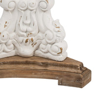 27 Inch Side End Table, Mango Wood, Round, Turned Pedestal, White, Brown - BM285153