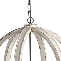 22 Inch 6 Light Wood Chandelier, Candelabra Style,Classic, White Finish - BM285175