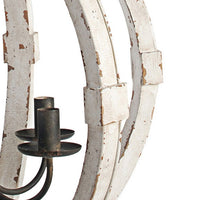 22 Inch 6 Light Wood Chandelier, Candelabra Style,Classic, White Finish - BM285175