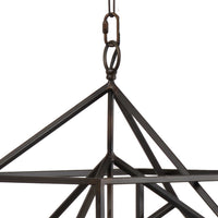 19 Inch 2 Light Chandelier, Geometric Pattern, Iron Frame, Retro, Black - BM285182