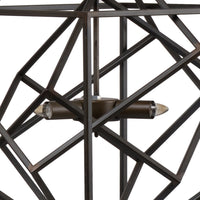 19 Inch 2 Light Chandelier, Geometric Pattern, Iron Frame, Retro, Black - BM285182