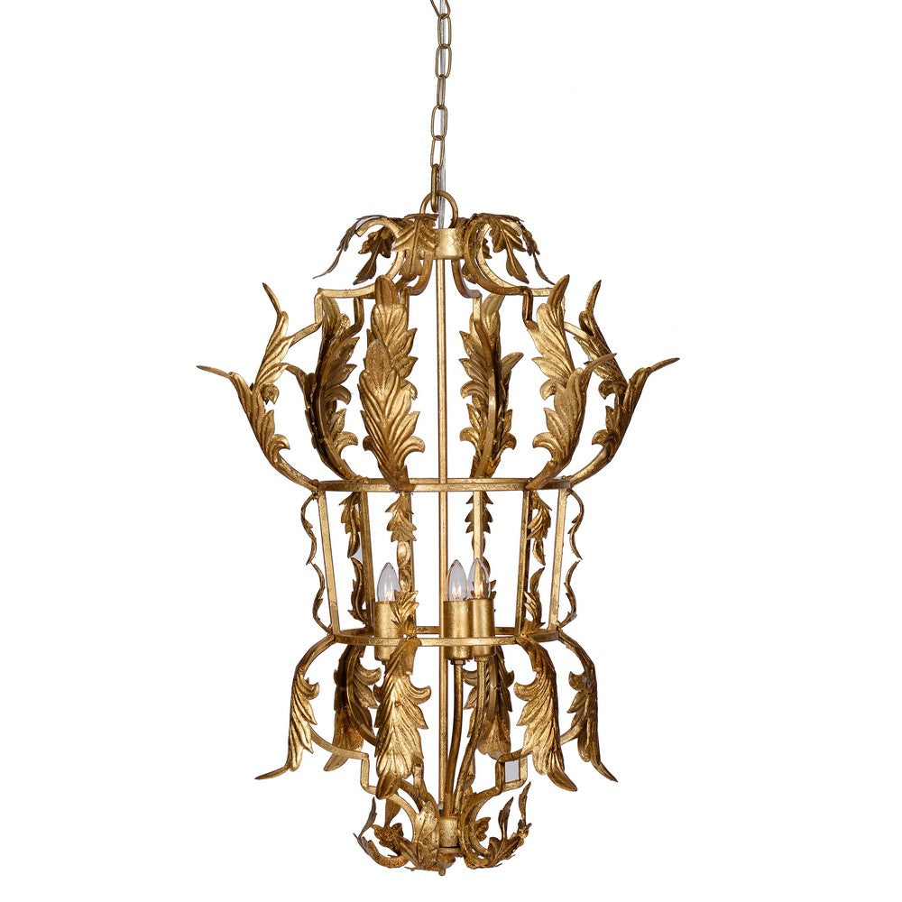 20 Inch Luxury Grade 3 Light Chandelier, Acanthus Leaf, Metal Gold Finish - BM285187
