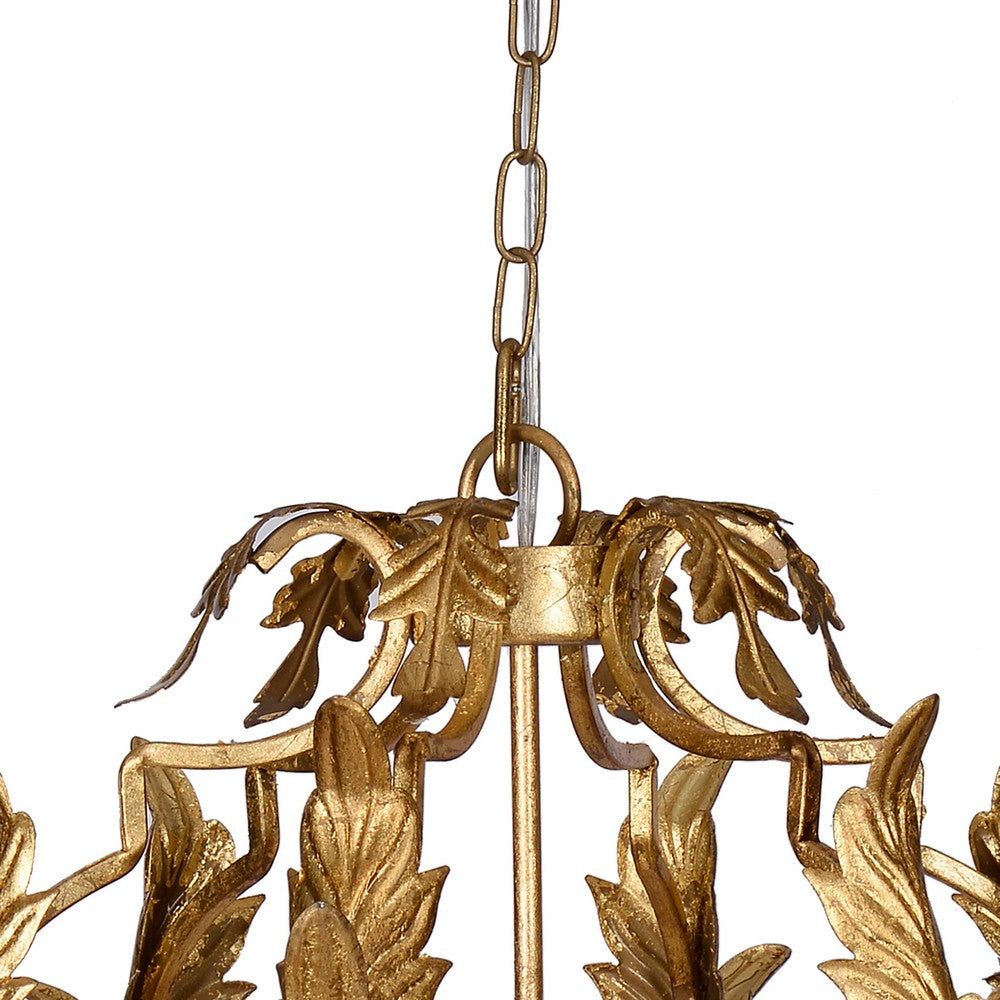 20 Inch Luxury Grade 3 Light Chandelier, Acanthus Leaf, Metal Gold Finish - BM285187
