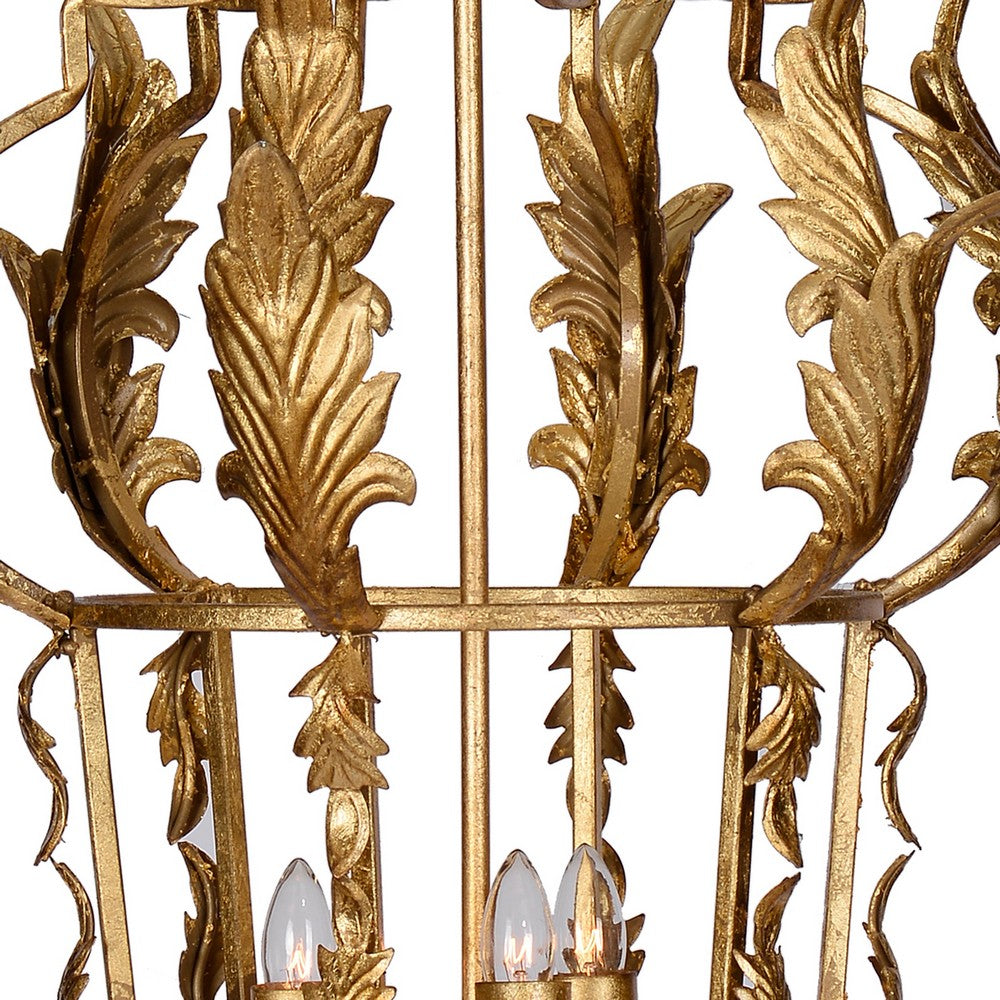 20 Inch Luxury Grade 3 Light Chandelier, Acanthus Leaf, Metal Gold Finish - BM285187