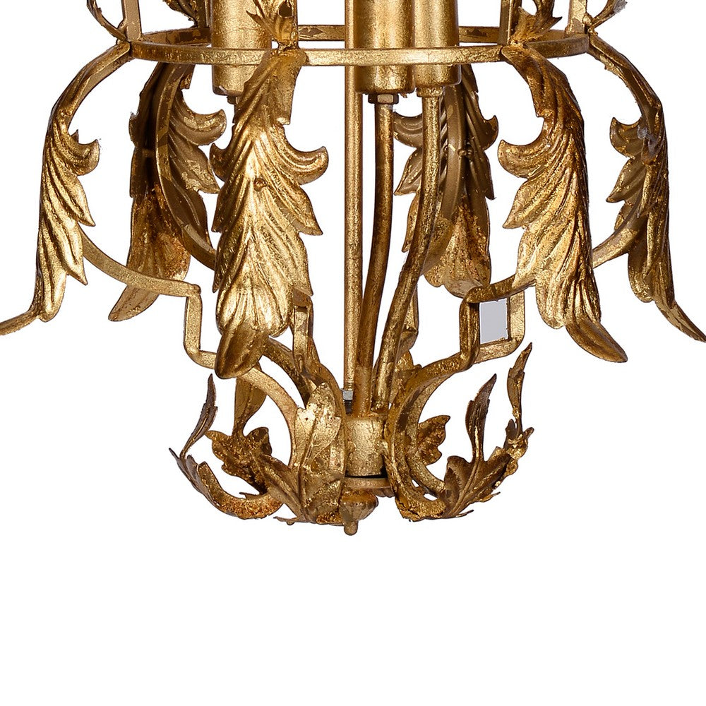 20 Inch Luxury Grade 3 Light Chandelier, Acanthus Leaf, Metal Gold Finish - BM285187