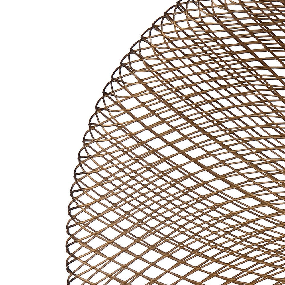 14 Inch Round Wall Mounted Lamp, Iron Mesh and Hardware, Gold Finished - BM285190